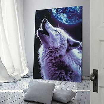 Amazon.com: White Wolf Howling Moonlight Aesthetic Animals Poster
